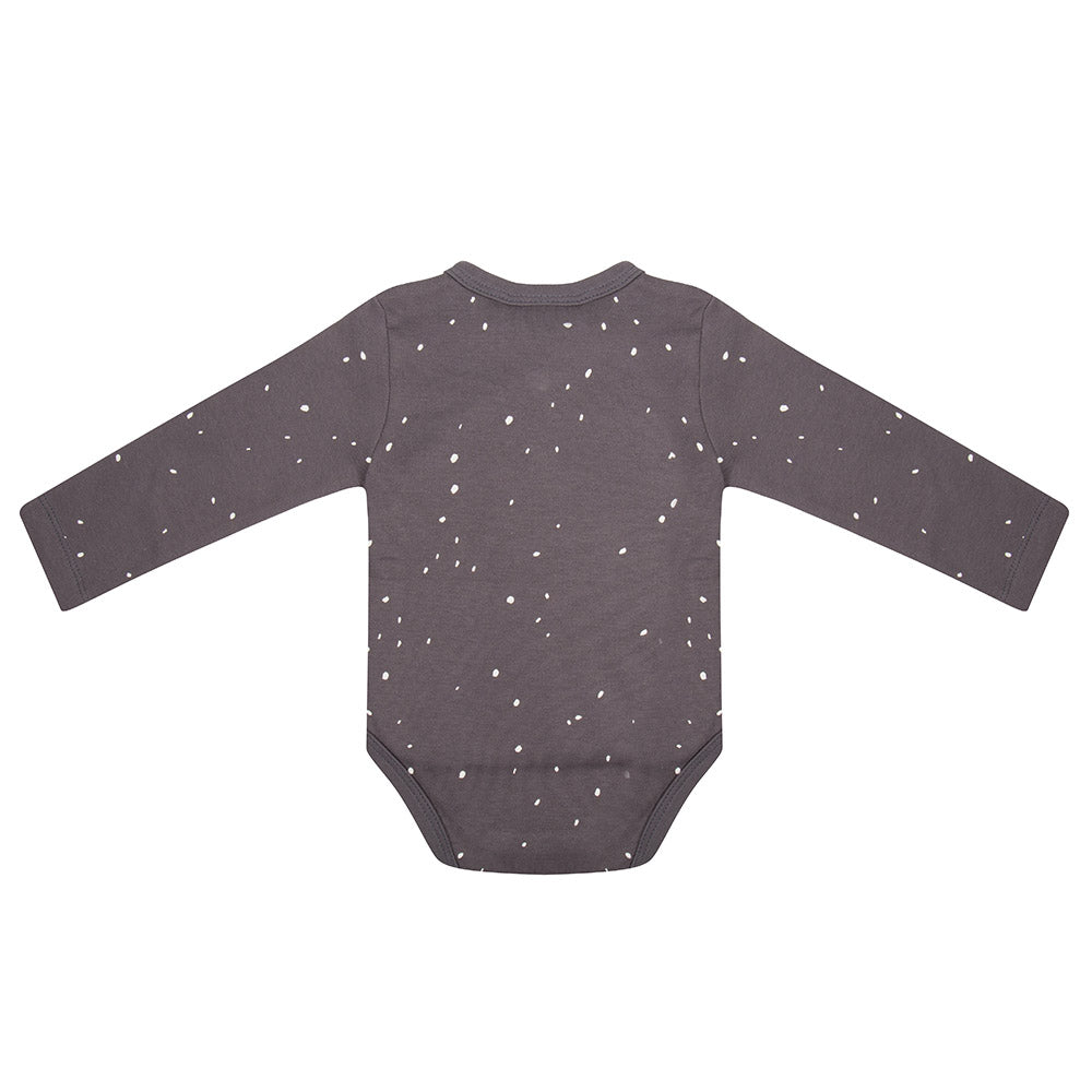Organic Langarm Baby Body - Dots grey
