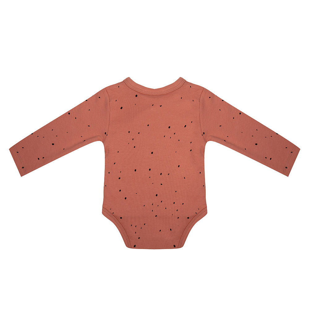 Organic Langarm Baby Body - Dots clay