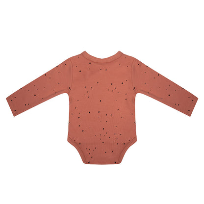 Organic Langarm Baby Body - Dots clay