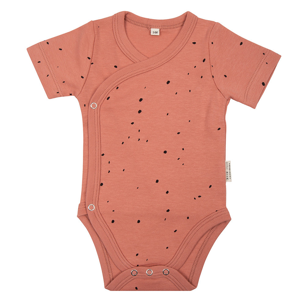 Organic kurzarm Baby Body - Dots clay
